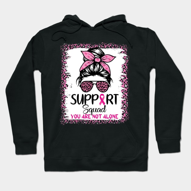 Support Squad Breast Cancer Awareness Messy Bun Leopard Pink Hoodie by everetto